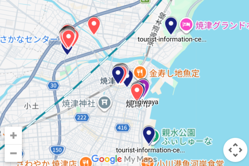 ビジョンサービスのAIチャットボットの利用位置情報を可視化した分析マップ。
